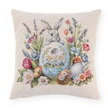   N.S.ARA260509 Párnahuzat 45x45cm, pamut, Storie Fiorite fehér nyúllal