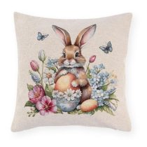   N.S.ARA260510 Párnahuzat 45x45cm, pamut, Storie Fiorite barna nyúllal					