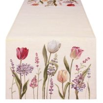   N.S.ARA260513 Asztali futó 40x140cm, pamut, Storie Fiorite tulipán