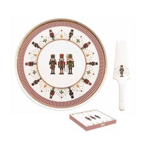 R2S.1112NUTC Porcelán tortatál lapáttal 32cm dobozban,Nutcracker