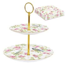   R2S.1284SPRI Porcelán süteményes állvány 2 emeletes 16/21cm dobozban,Spring Time