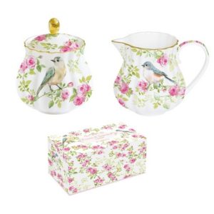R2S.1285SPRI Porcelán tej/citromkiöntő-cukortartószett 200-200ml dobozban,Spring Time