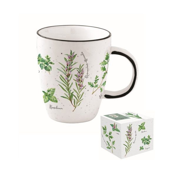 R2S.2203HERU Porcelánbögre 350ml dobozban,Herbarium