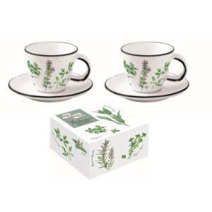 R2S.2205HERU Porcelán eszpresszócsésze+alj 120ml,dobozban,Herbarium