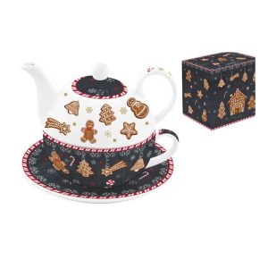 R2S.104GING Porcelán egyszemélyes teáskészlet 350ml,+350ml, donozban, Gingerbread