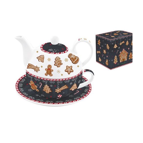 R2S.104GING Porcelán egyszemélyes teáskészlet 350ml,+350ml, donozban, Gingerbread