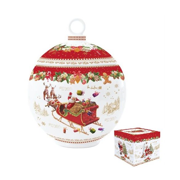 R2S.1097CHME Porcelán keksztároló gömb 18x23cm, dobozban, Christmas Memories