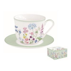 R2S.1110FLRA Porcelán reggelizőcsésze+alj 370ml,dobozban,Floraison