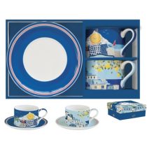   R2S.132SEAD Porceláncsésze+alj 240ml, 2 személyes, dobozban, Coffee Mania,Sea Dreams
