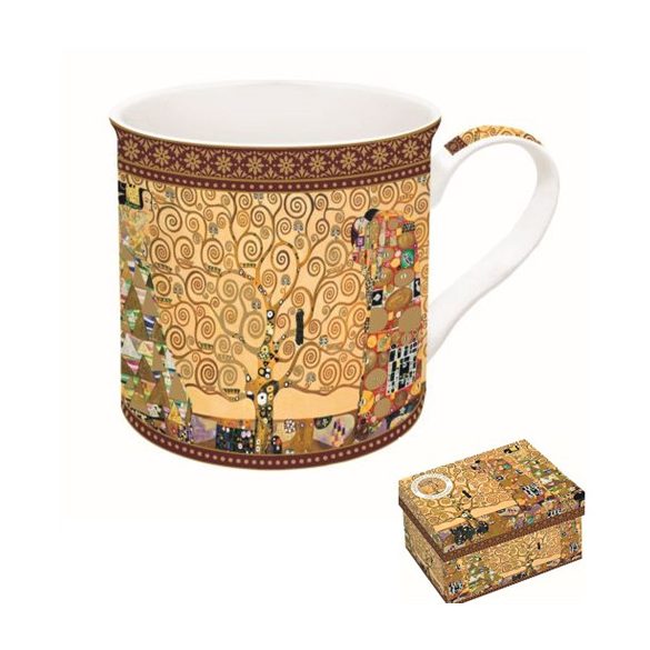 R2S.170KLI2 Porcelánbögre dobozban, 300ml, Klimt: Életfa/The Kiss/Beteljesülés