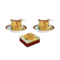   R2S.169VAN1 Porcelán eszpresszócsésze+alj 2 személyes, 75ml, dobozban, Van Gogh: Napraforgók