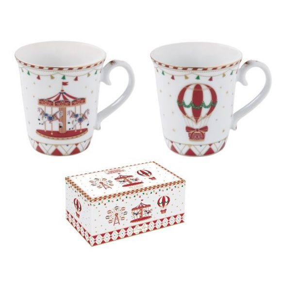 R2S.1102CHWO Porcelán bögreszett 275ml, 2 db-os, dobozban, Christmas Wonderland