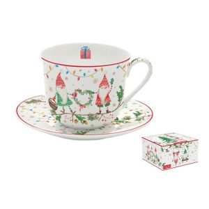 R2S.1454READ Porcelán reggelizőcsésze+alj 400ml, dobozban, Ready for Christmas