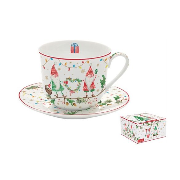 R2S.1454READ Porcelán reggelizőcsésze+alj 400ml, dobozban, Ready for Christmas