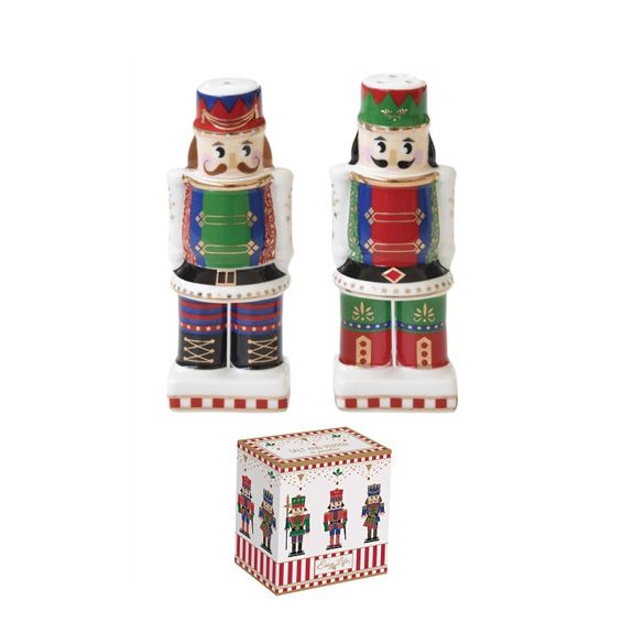 R2S.2191NUTC Porcelán só-borsszóró szett, 9cm, dobozban, Nutcracker