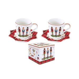 R2S.1013VNUT Porcelán eszpresszócsésze+alj, 100ml, 2 személyes, dobozban, Vintage Nutcracker