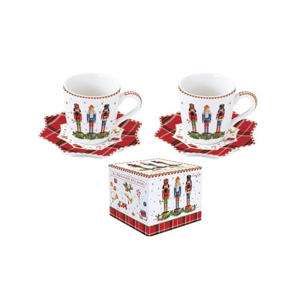 R2S.1013VNUT Porcelán eszpresszócsésze+alj, 100ml, 2 személyes, dobozban, Vintage Nutcracker