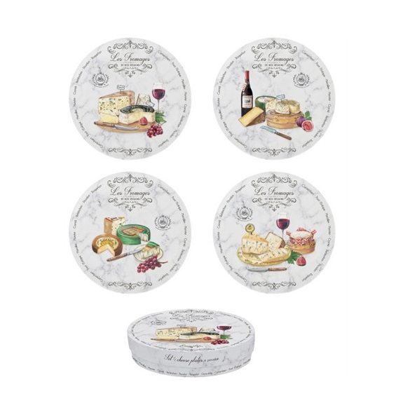 R2S.464LESF Porcelán desszerttányérszett 4db-os, 20cm,dobozban, Les Fromages