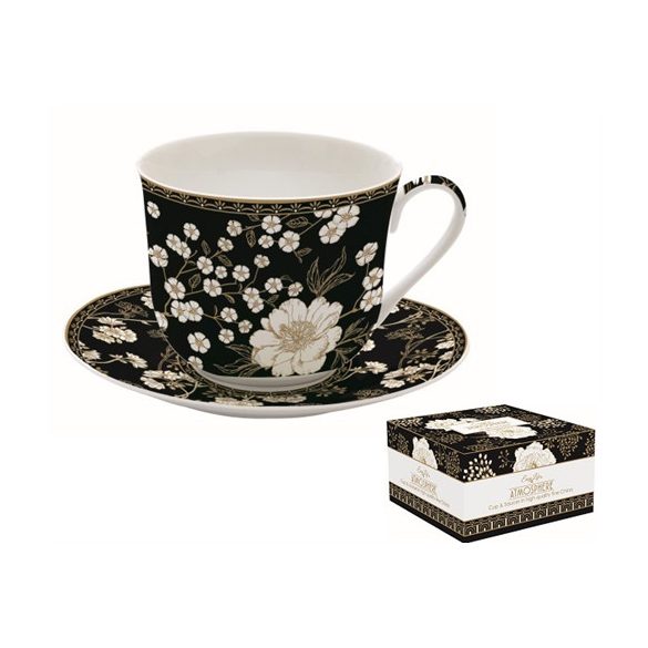 R2S.1454ARTF Porcelán reggelizőcsésze+alj 400ml dobozban, Art Deco & Flowers, Atmosphere