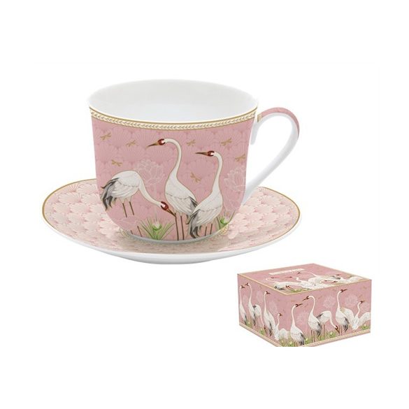 R2S.1454DANC Porcelán reggelizőcsésze+alj 400ml dobozban,Dancing Herons