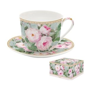 R2S.1454ROBL Porcelán reggelizőcsésze+alj 400ml dobozban,Roses in Bloom
