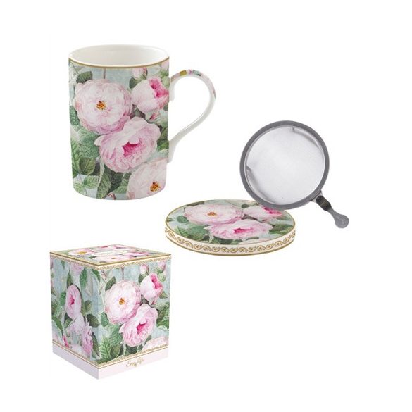 R2S.105ROBL Porcelán szűrősbögre tetővel 350ml dobozban,Roses in Bloom