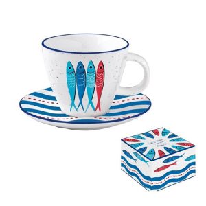 R2S.2204SARD Porceláncsésze+alj 250ml dobozban,Sardine's Party