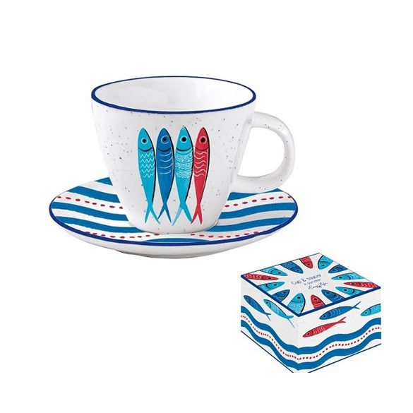 R2S.2204SARD Porceláncsésze+alj 250ml dobozban,Sardine's Party