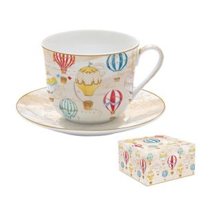 R2S.1454AIRB Porcelán reggelizőcsésze+alj 400ml dobozban,Air Balloons