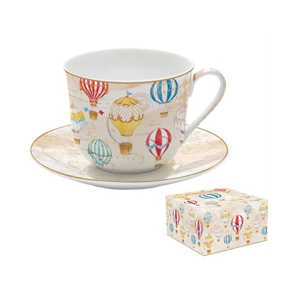 R2S.1454AIRB Porcelán reggelizőcsésze+alj 400ml dobozban,Air Balloons