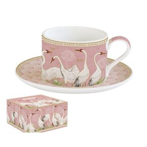 R2S.133DANC Porcelán teáscsésze+alj 240ml dobozban,Dancing Herons