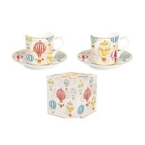   R2S.211AIRB Porcelán eszpresszócsésze+alj 2 személyes 75ml dobozban,Air Balloons