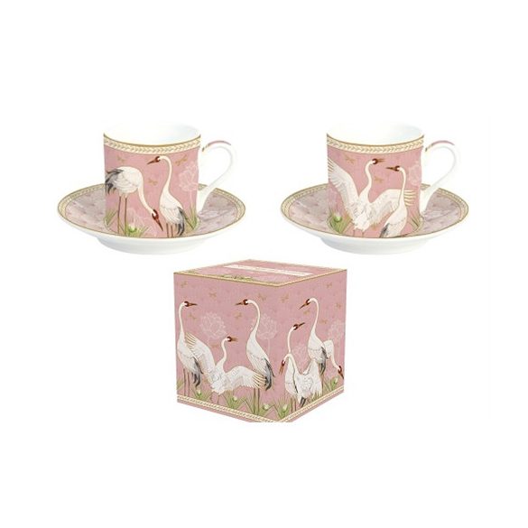 R2S.211DANC Porcelán eszpresszócsésze+alj 2 személyes 75ml dobozban,Dancing Herons