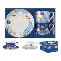   R2S.132AQRM Porceláncsésze+alj 240ml 2 személyes dobozban, Coffee Mania, Aquarium