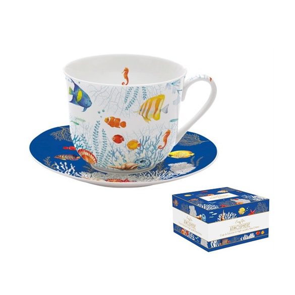 R2S.1454AQRM Porcelán reggelizőcsésze+alj 400ml dobozban,Aquarium, Atmosphere