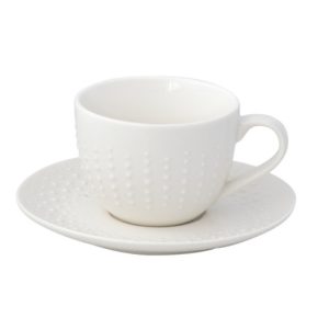 R2S.2765DROW Porcelán teáscsésze+alj 250ml,Drops White