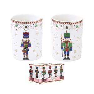 R2S.2196NUTC Porcelán mécsestartó pohár 2 db-os szett, 6,5x9cm, dobozban, Nutcracker