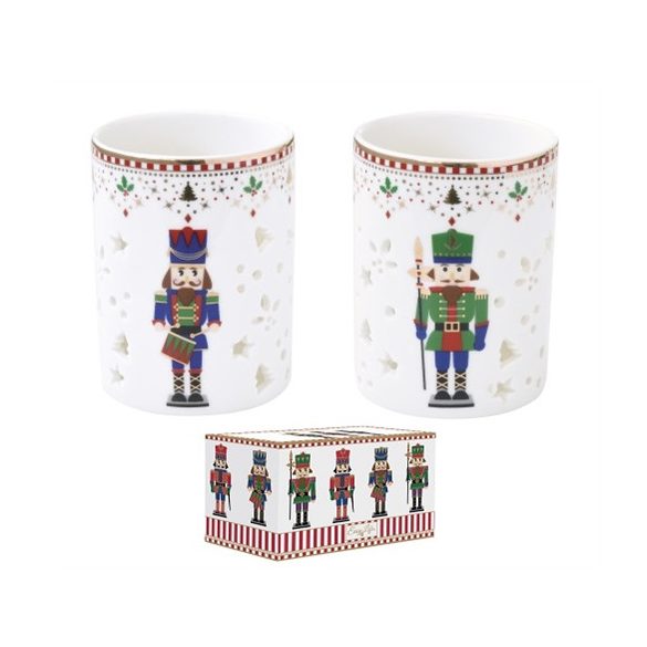 R2S.2196NUTC Porcelán mécsestartó pohár 2 db-os szett, 6,5x9cm, dobozban, Nutcracker