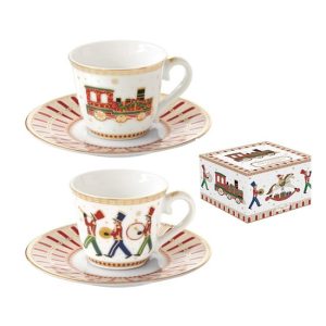 R2S.1107EXPR Porcelán eszpresszócsésze+alj 2 személyes, 80ml, dobozban, Polar Express