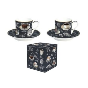 R2S.211BRST Porcelán eszpresszócsésze+alj 75ml, 2 személyes, dobozban, Barista