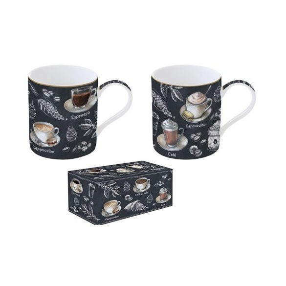 R2S.283BRST Porcelán bögreszett 2db-os, 350ml, dobozban, Barista