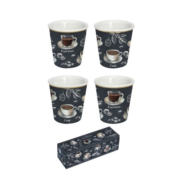 R2S.1952BRST  Porcelán eszpresszópohár 100ml, 4 személyes, dobozban, Barista