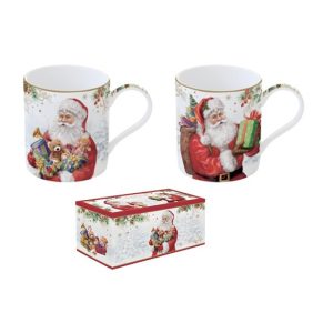 R2S.283SANC Porcelán bögreszett 2db-os, 350ml, dobozban, Santa Is Coming