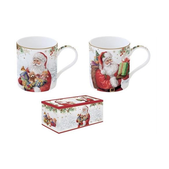 R2S.283SANC Porcelán bögreszett 2db-os, 350ml, dobozban, Santa Is Coming