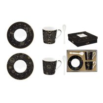   R2S.1474CELE Porcelán eszpresszócsésze+alj 2 személyes, 100ml, kanállal,  dobozban, Coffee Mania, Celestial