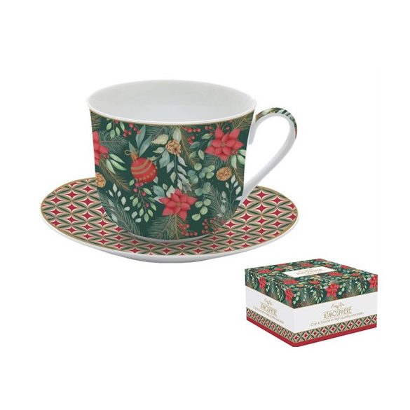 R2S.1454CJOY Porcelán reggelizőcsésze+alj 400ml dobozban,Atmosphere, Christmas Joy