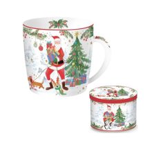   R2S.217JOYF Porcelánbögre 350ml, fémdobozban, Joyful Santa