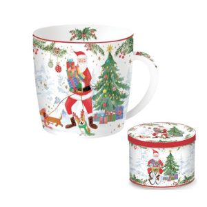 R2S.217JOYF Porcelánbögre 350ml, fémdobozban, Joyful Santa