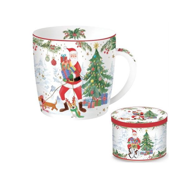 R2S.217JOYF Porcelánbögre 350ml, fémdobozban, Joyful Santa