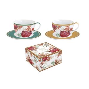 R2S.921ASYM Porcelán eszpresszócsésze+alj, 110ml, 2 személyes, dobozban, Autumn Symphony